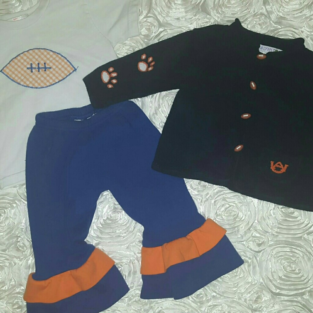 Auburn Girl Bundle Sweater, Shirt & Ruffle Pants